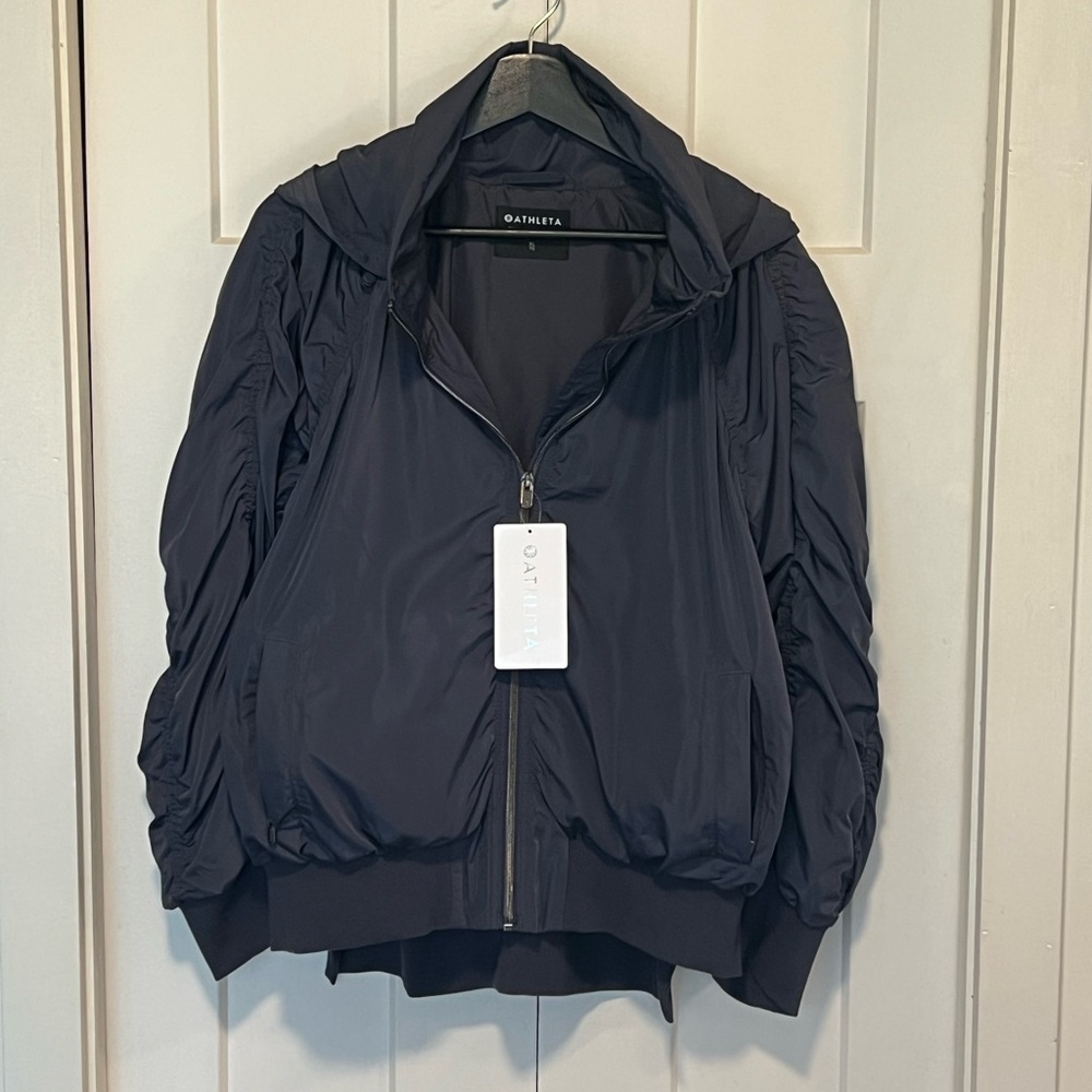 Athleta Cosmos Gray Jetset Bomber Jacket Sz XL NWT